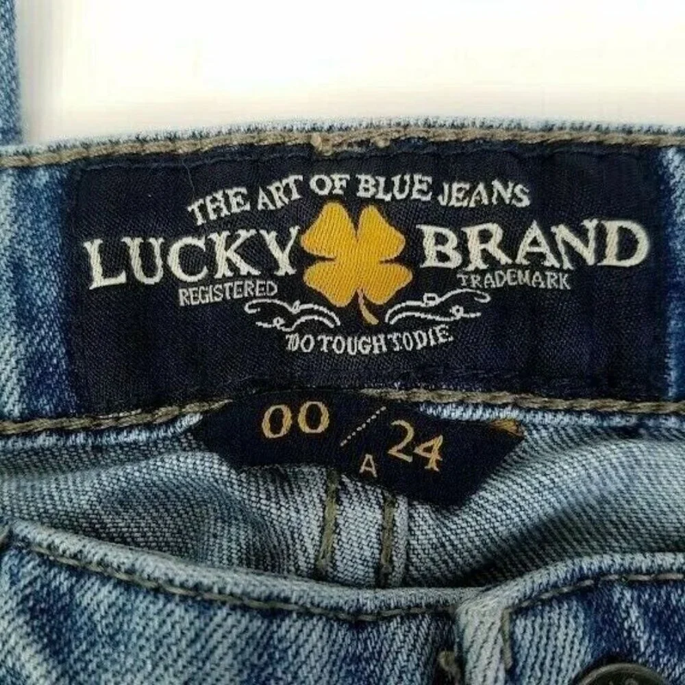Lucky Brand‎ Womens Ava Skinny Blue Jeans Size 00 / 24 Distressed Black Pocket
